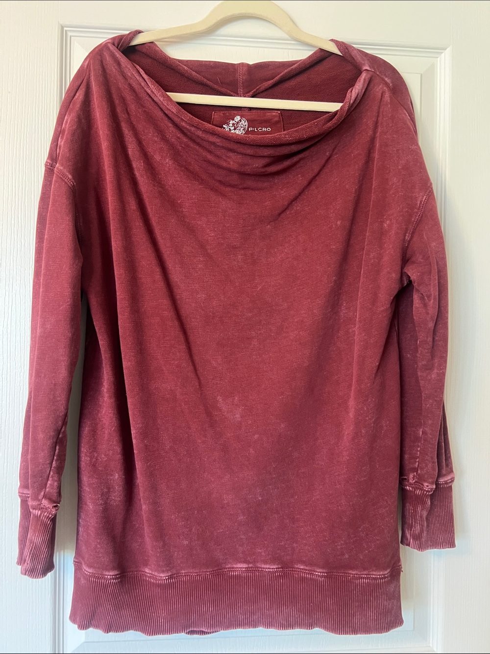 Pilcro Washed Wine Cowl Neck sweatshirt size Large